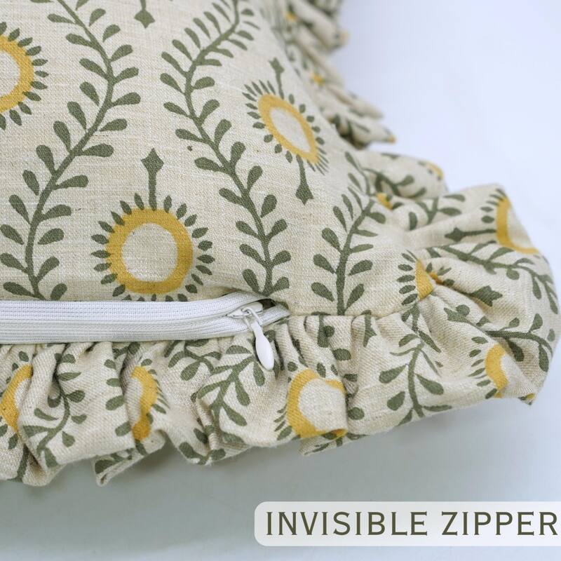 Fabdivine Hand Block Double Side Floral Print Sofa, Couch Decoration Pillow Case