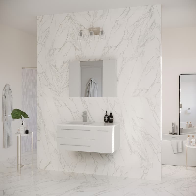 Fresca Lucera 36" Wall Mounted Single Basin Vanity Set with Cabinet,