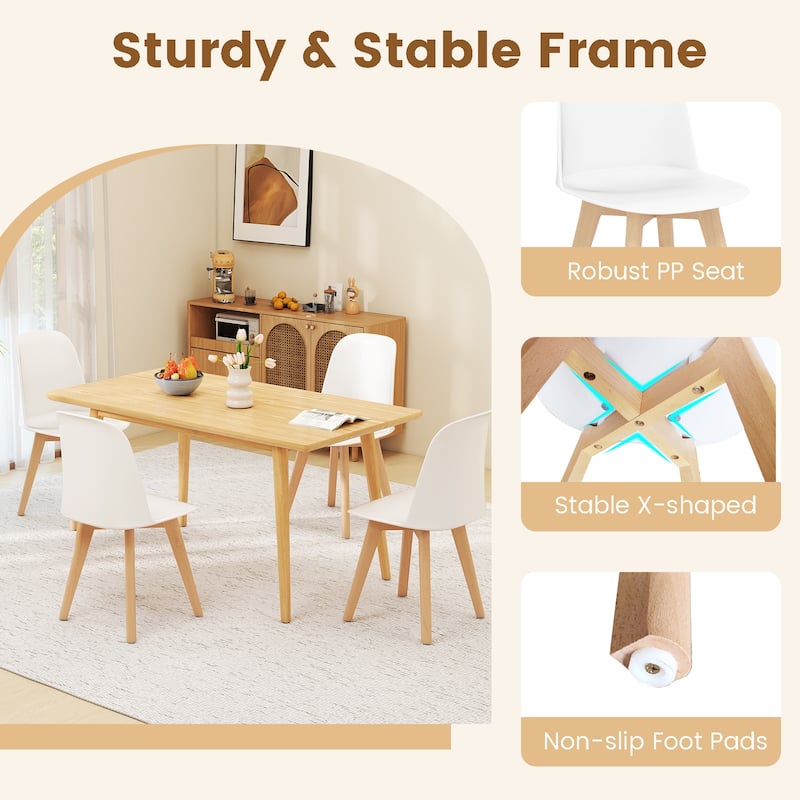 Set of 2 Modern Armless Dining Chairs with Beech Wood Legs and Tilt Backrest for Kitchen and Living Room - 17.5" x 20.5" x 31"