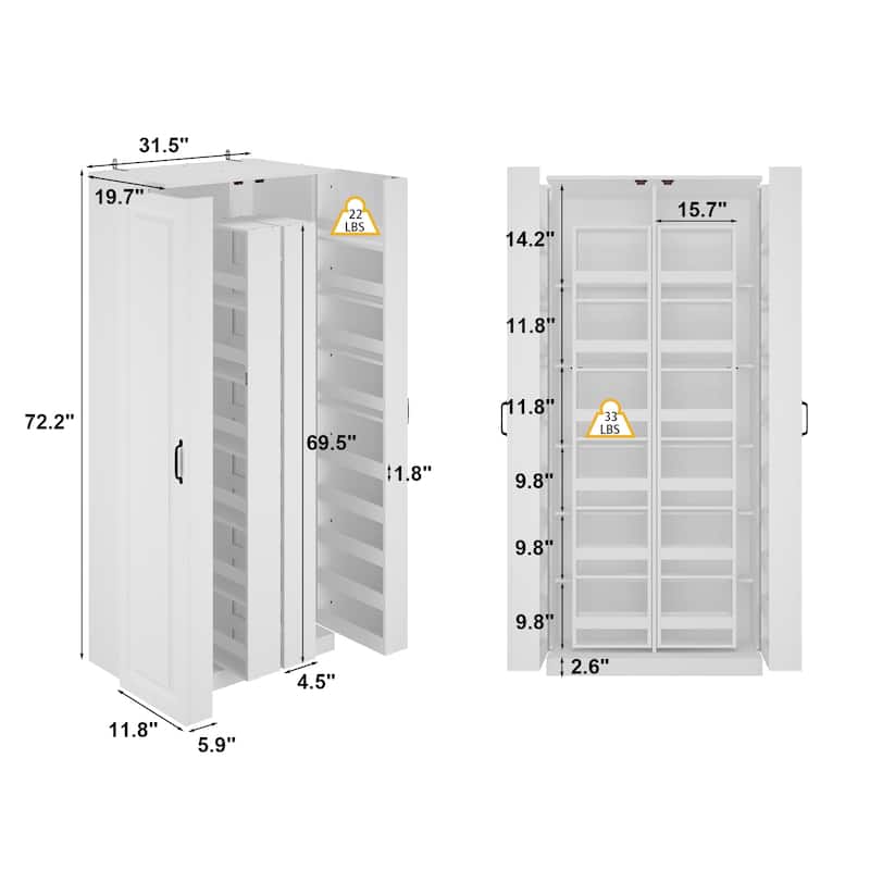 Wine Cabinet Smart Design: Your Stylish Buffet Solution Pantry White - 31.5"X72.2"