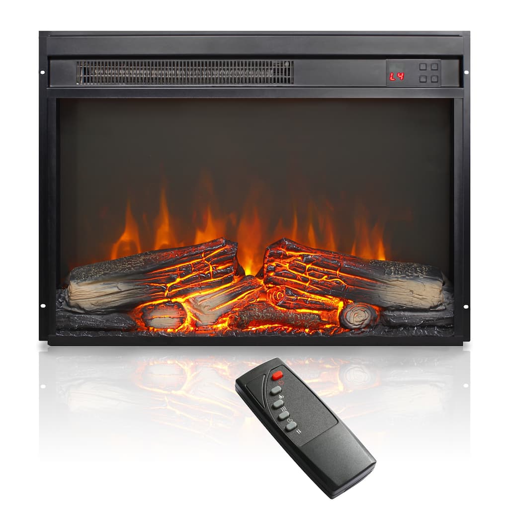 23 Inch Ultra-Thin Electric Fireplace Insert with Remote & Timer