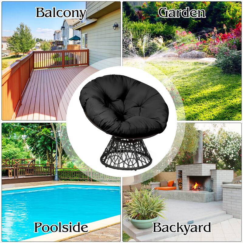Costway Rattan Papasan Chair Ergonomic Chair 360-degree Swivel Soft