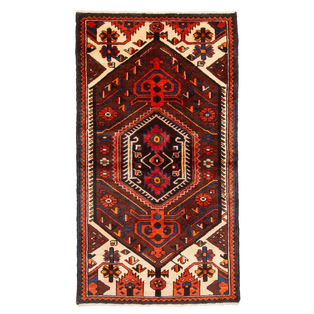 ECARPETGALLERY Hand-knotted Konya Anatolian Dark Brown Wool Rug - 3'3 x 5'9
