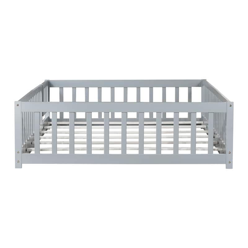 Full Size Floor Bed with Fence and Door