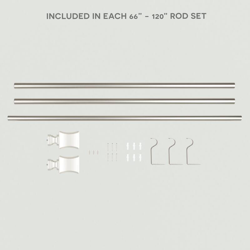 ATI Home Loran 1" Adjustable Window Curtain Rod and Finial Set