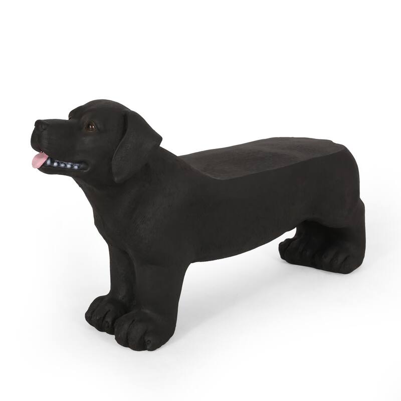 MGO Dog Bench, Black Labrador Design Concrete Outdoor Bench, 31.50"