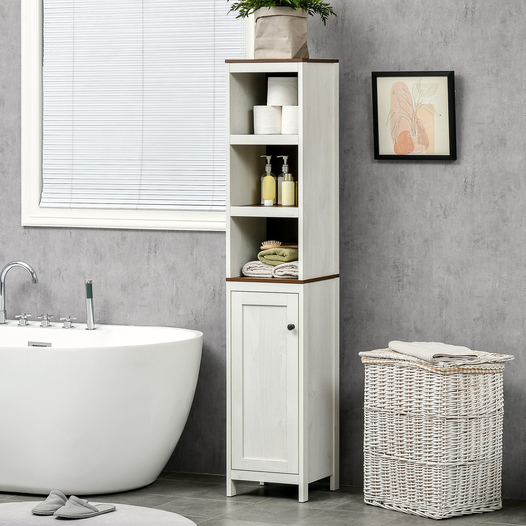 https://ak1.ostkcdn.com/images/products/is/images/direct/631a771f2a40633675d1276c5b6cff63a3b5c4bf/kleankin-Tall-Bathroom-Storage-Cabinet%2C-Freestanding-Tower-Cabinet-with-3-Open-Shelves-and-Adjustable-Shelf%2C-Antique-White.jpg