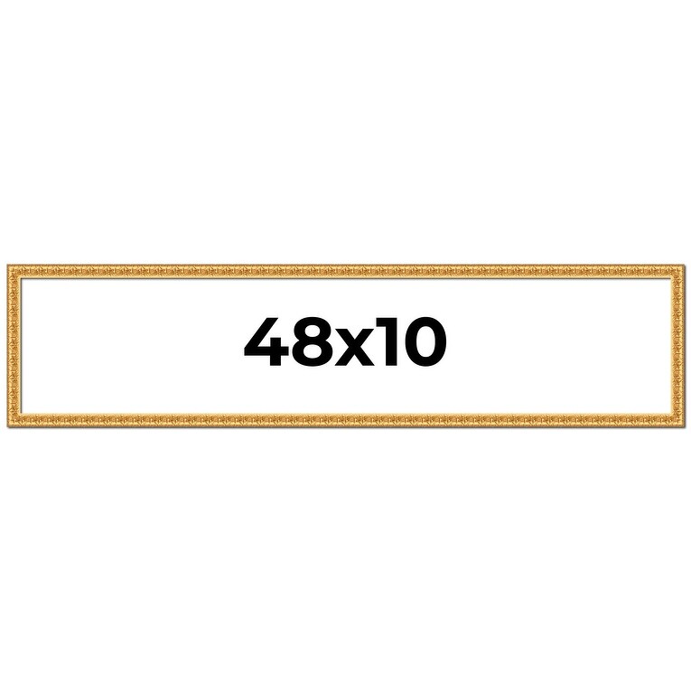 48x10 Frame Gold Real Wood Picture Frame Width 1 inches | Interior