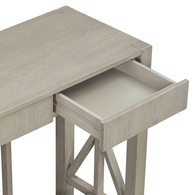Modern Long Console Table with 4 Drawers, Crisscross Design Narrow Sofa Table, Entryway Display Table