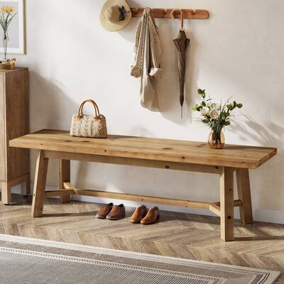 55" Solid Wood Shoe Bench for Entryway