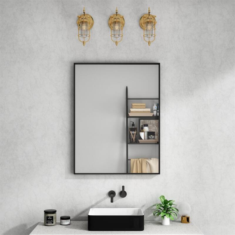 TOOLKISS Right Angle Aluminum Frame Bathroom Vanity Mirror with Clear Glass