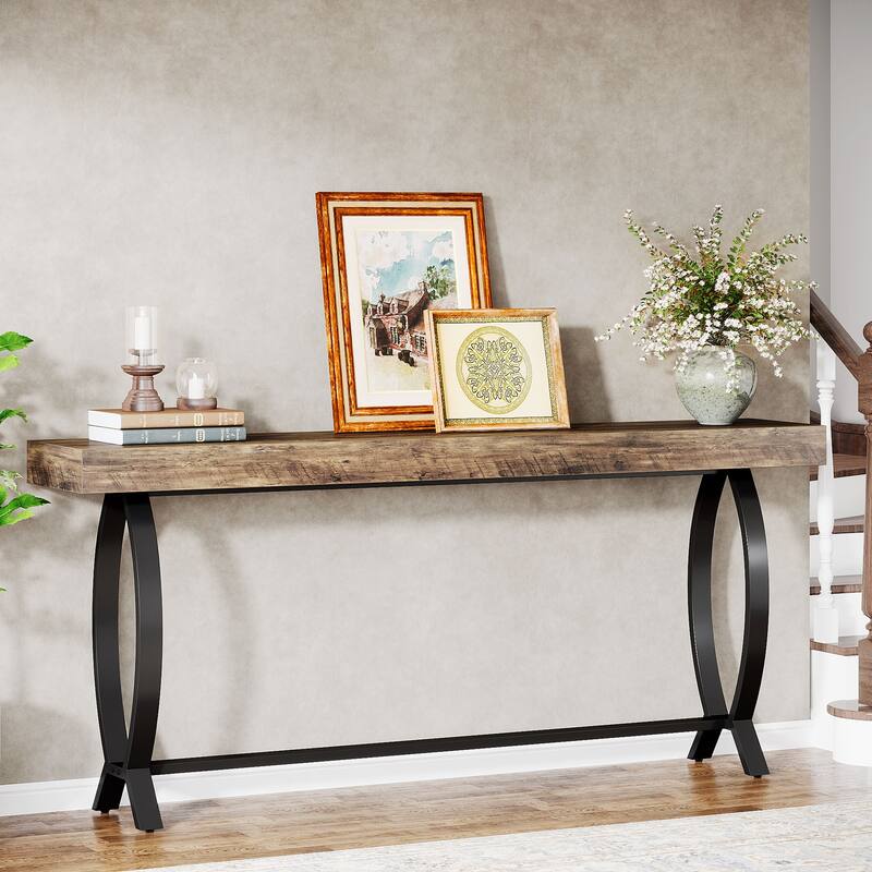 Farmhouse Entryway Table, 78.87 Inches Narrow Console Foyer Table