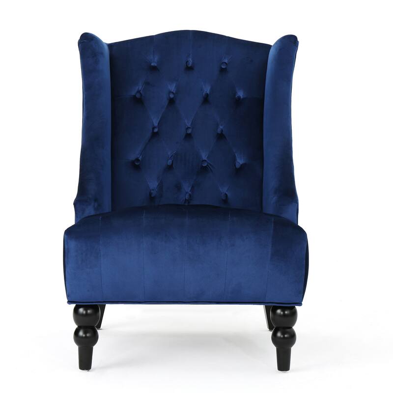 Modern 27.5" Upholstered Button Tufted Club Chair with Wood Legs for Living Room