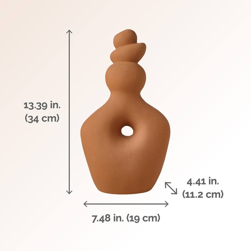 Elements Terracotta Twist Stoneware Vase, 13.5 Inch