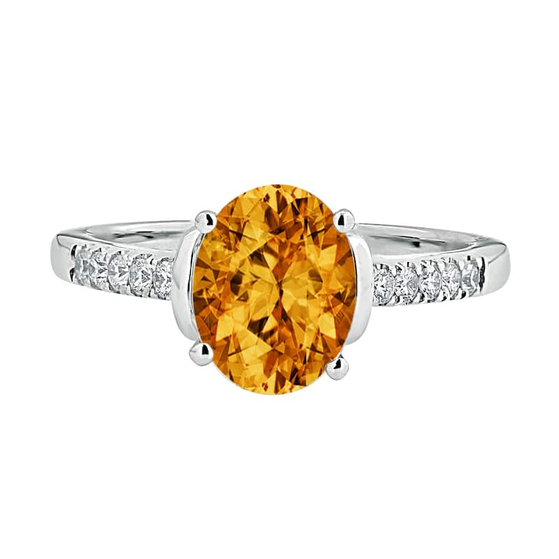 Auriya 2ct Fancy Oval Citrine and Diamond Engagement Ring 1/6ctw 14k Gold