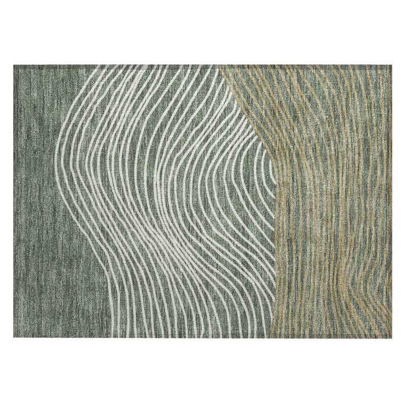 Machine Washable Indoor/ Outdoor Modern Arches Chantille Rug