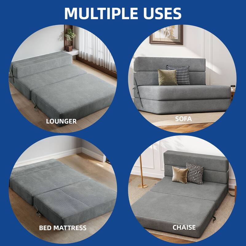 Moasis Convertible Folding Sofa Bed, Corduroy Fabric Fold Out Sleeper Chair