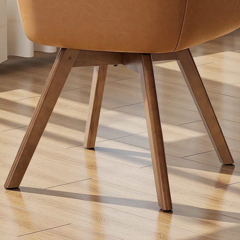 Swivel Upholstered Dining Chair Set of 2 Armchair with Beech Wood Legs - 33.3" H x 23.2" W x 22.4" D