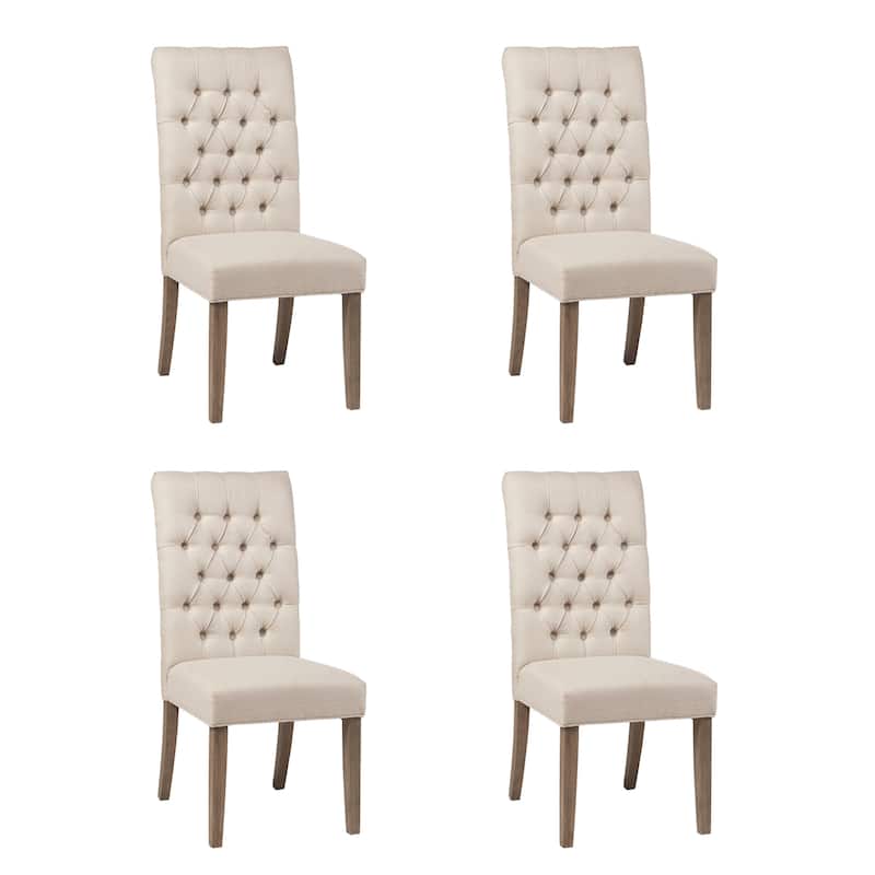 Arbor Oatmeal and Oak Tufted Back Chairs (Set of 4)