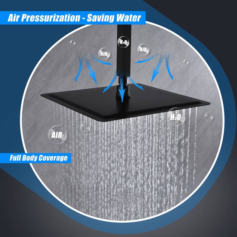 12" Square High Pressure Rain Shower Head,304 Stainless Steel Rain Shower Head