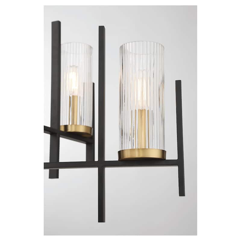 Midland 6-Light Chandelier in Matte Black with Warm Brass Accents