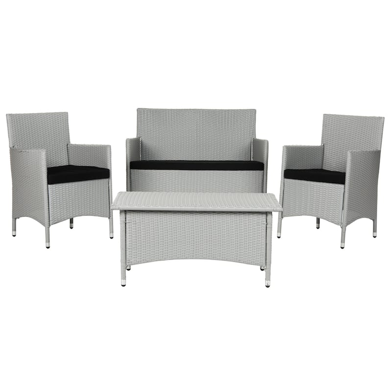 SAFAVIEH Viroana 4-Piece Grey/ Black Wicker Set - 43W x 23D x 34H