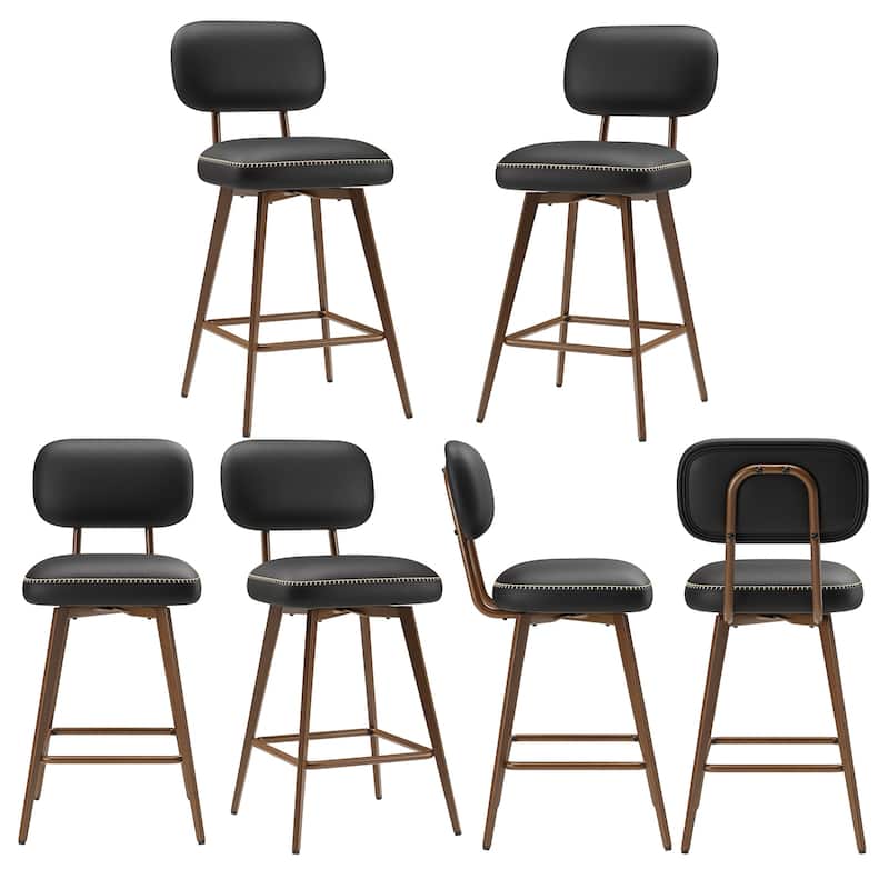 RENEWLINE Modern Swivel Bar Stools, 26 Inch Counter Stools(Ser of 2/3/4/6) with Backrest & Waterproof PU Leather