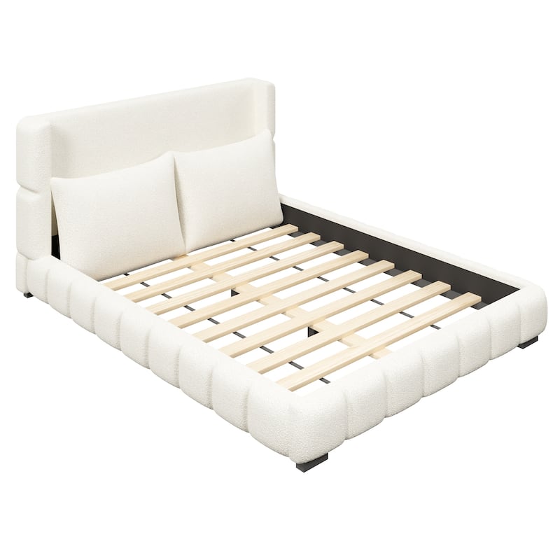 Upholstered Platform Bed with 2 Cushioned Pillows by Harper&Bright Designs