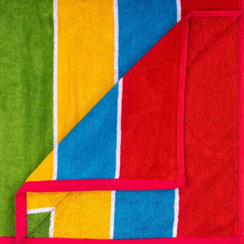 Rainbow Striped Cotton Oversized 2-Piece Beach Towel Set by Superior