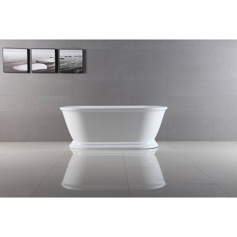 Kingston Brass 66" Pedestal Acrylic Soaking Tub with Center Drain