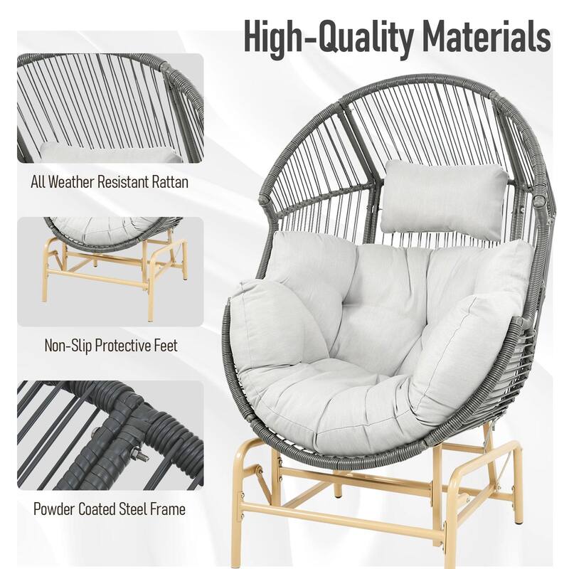 Outdoor Patio Rocking Chair with Ottomans - Dark Grey