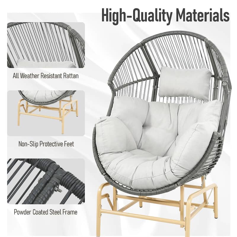 Patio Glider Egg Chair Rocking Egg Chair - Dark Grey