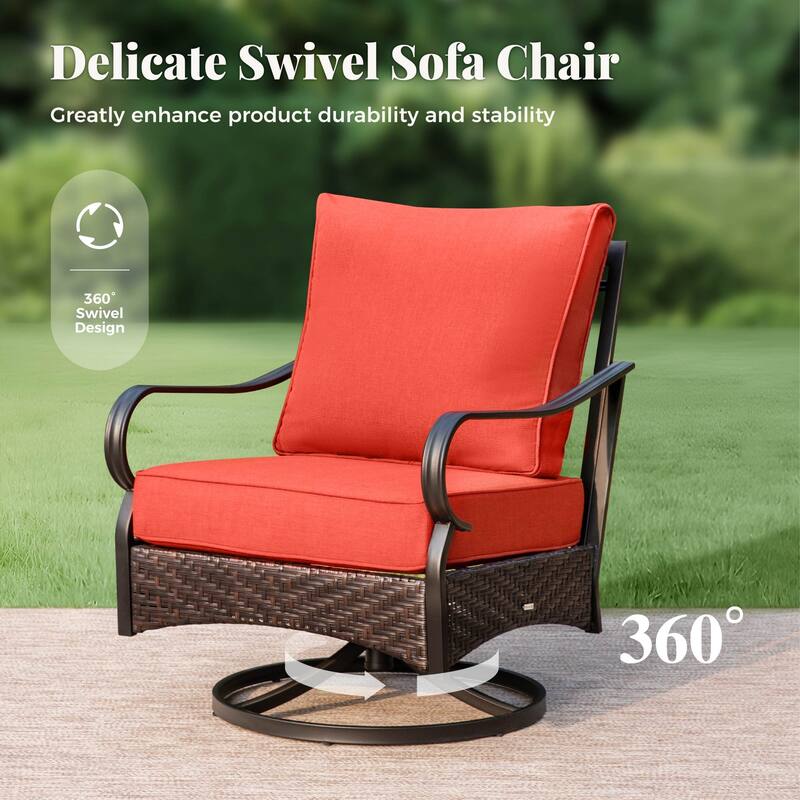 MAISON ARTS Modern Outdoor Patio Furniture Set with Waterproof Cushions - 5-Piece Wicker & Metal Conversation Set