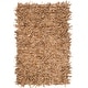 preview thumbnail 82 of 116, SAFAVIEH Handmade Leather Shag Alois Modern Rug 3' x 5' - Light Gold - Rectangle