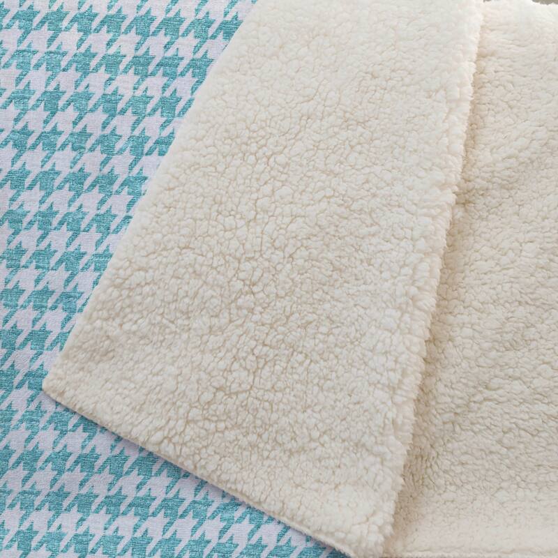 Premium Machine Washable ASB137 Modern Houndstooth Sherpa Throw Blanket