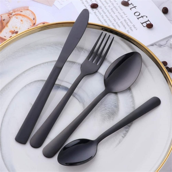Black Gold New Cutlery Set Embossed Marble Stainless Steel Flatware Spoon  Knife Fork Gift Set for 6 - China Cutlery Set and Stainless Steel Cutlery  Set price | Made-in-China.com