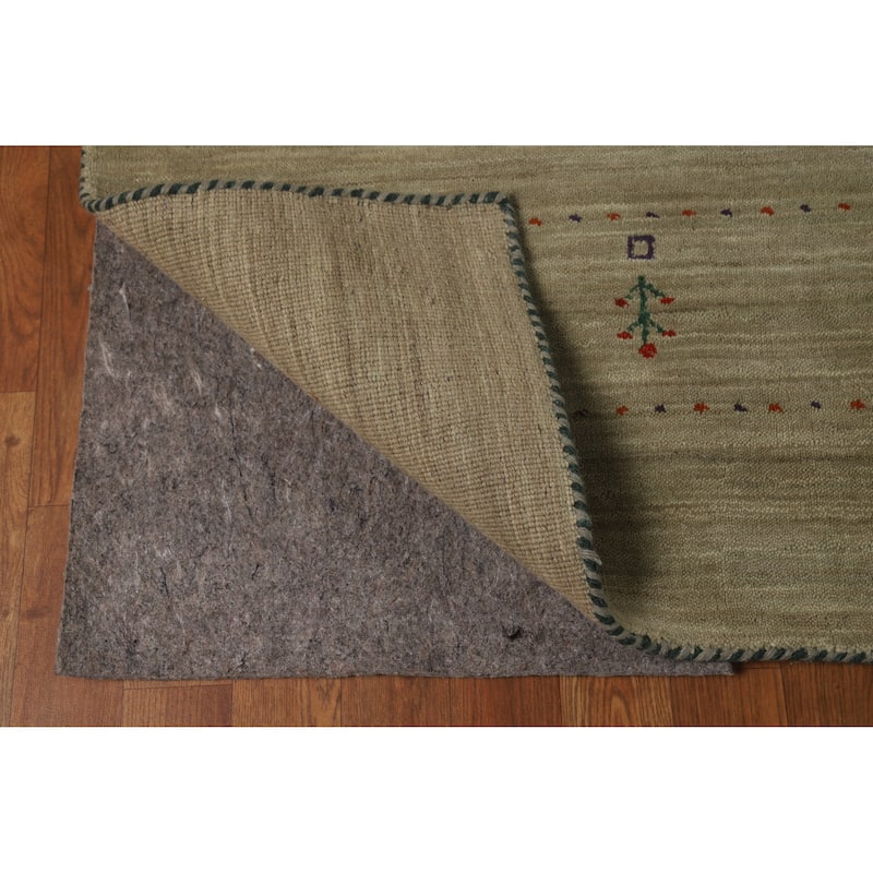 Hand Knotted Oriental 100% Wool Carpet Tribal Animal Pictorial Green Gabbeh Area Rug - 9' 9'' X 8' 1''