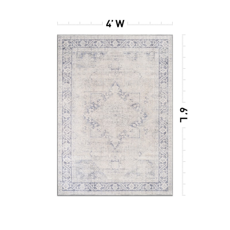 Beige Classic Washable Rug - Flat Pile, Non-Slip, Versatile for Any Room
