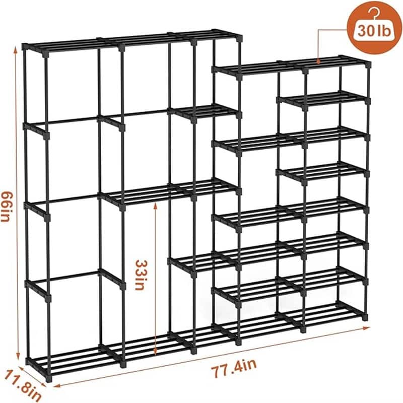 Portable Closet Wardrobe Clothes Rack with Shelves - 11.8 x 77.4 x66