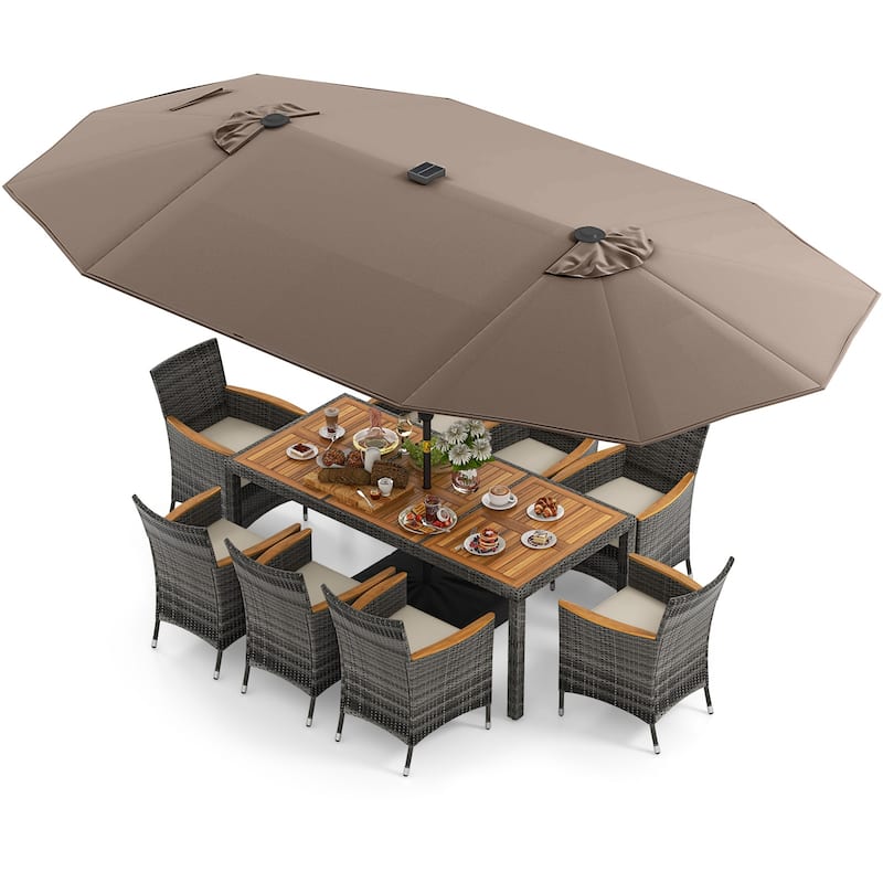 Costway 11 PCS Patio Dining Set with 15 ft Double-Sided Patio Umbrella - See Details