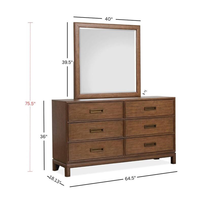 Magnussen Home Ridgefield Russet Double Drawer Dresser With Landscape Mirror