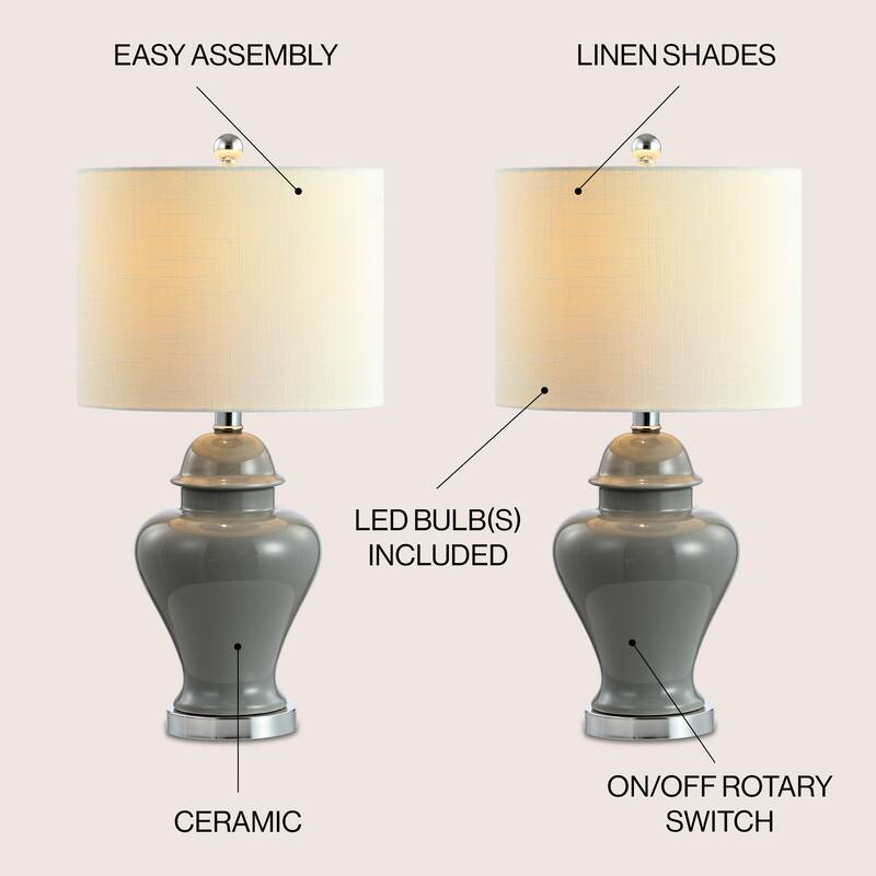Chi 25" Sea Grass LED Table Lamp, Natural (Set of 2) by JONATHAN Y