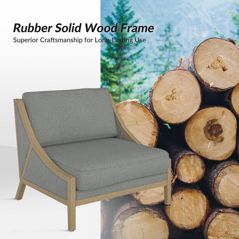 Kim Farmhouse Armchair with Solid Wood Legs
