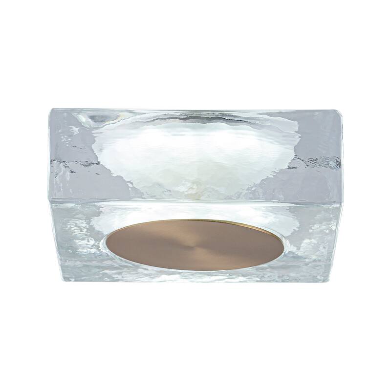 Square LED Wall Sconce Clear Textured Handblown Glass Shade Dimmable