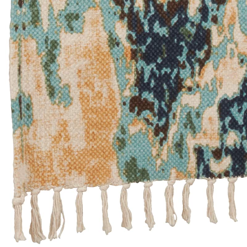 Cotton Rug Runner With Distressed Design