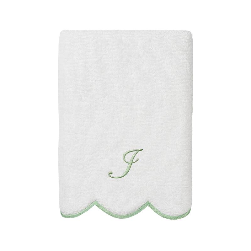 Authentic Hotel and Spa 100% Turkish Cotton Green ADORNIA Scallop Personalized 3 Piece Towel Set - 3 Piece Set