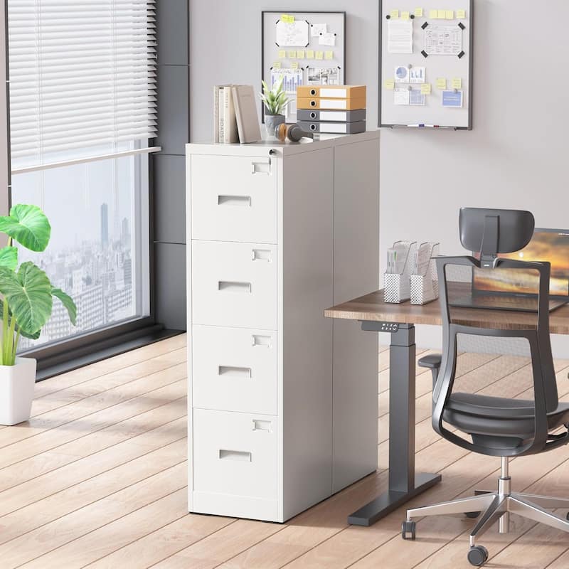 2/4 Drawer Vertical File Cabinet with Lock for Home Office, 18" D Filing Cabinet for Hanging Letter/F4/A4/Legal Size Folders