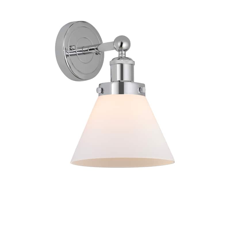 Innovations Lighting 616-1W-12-8 Cone Sconce Cone 12" Tall Wall Sconce - Polished Chrome / Matte White