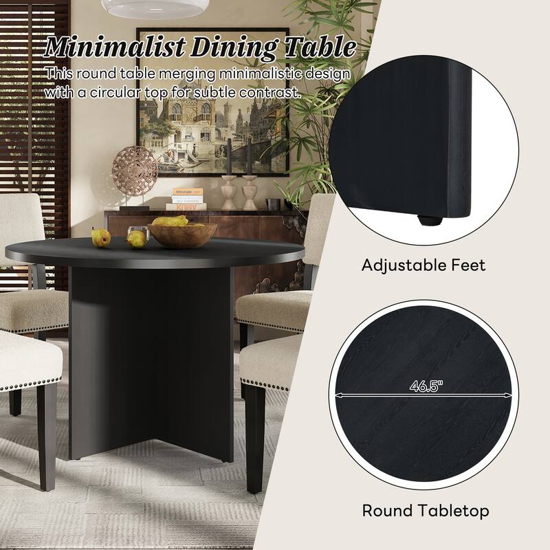 Modern 5-Piece Round Dining Table Set with Upholstered Chairs and Pedestal Base for Small Spaces and Cozy Kitchens