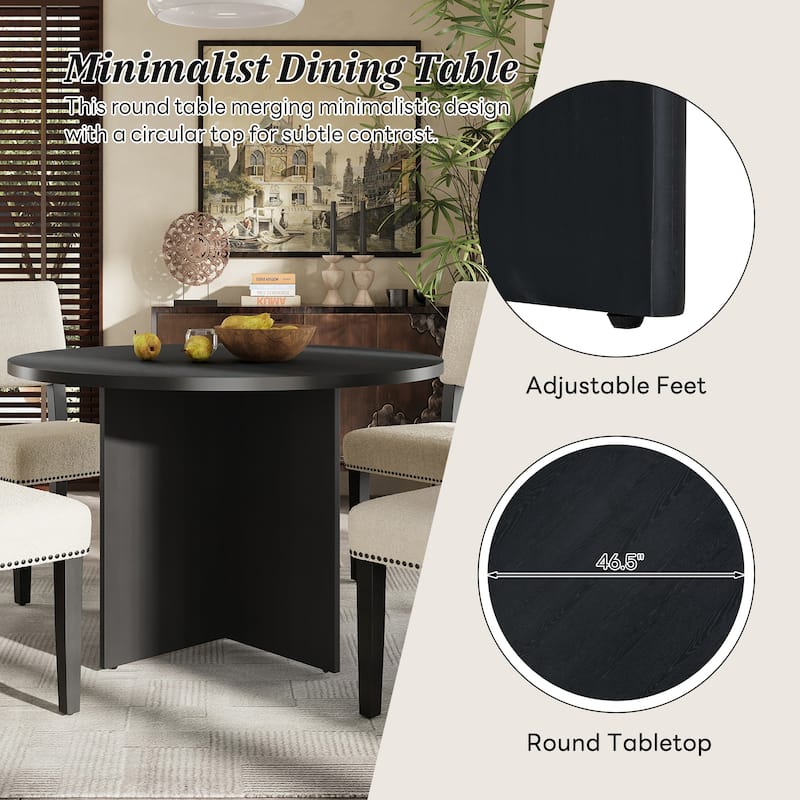 Sakin Modern 5-Piece Round Dining Table Set with Pedestal Base and Upholstered Chairs by GDFStudio